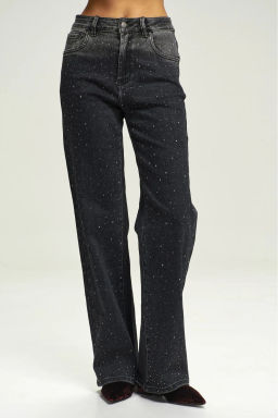 Джинсы Straight со стразами Black