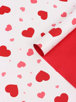 Цена за 20 шт. Пленка для цветов, «Сердца на белом», красная, 57×57 см