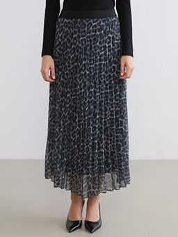 Beli Lastikli Desenli ?ifon Pileli Etek