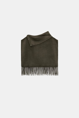 SHORT WOOL FRINGED CAPE - Zara фото 5