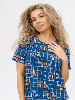 858 Туника "Клетка/индиго"