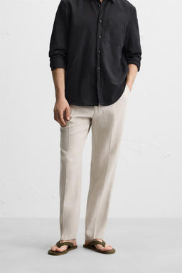 100% LINEN PLEATED TROUSERS - Zara фото 13