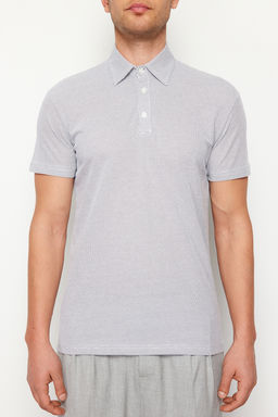 Beyaz Regular/Normal Kesim Dokulu Polo Yaka T-shirt TMNSS24PO00038