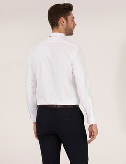 Beyaz Slim Fit Uzun Kollu Klasik G_mlek