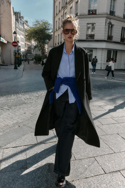 LONG WOOL COAT WITH BELT