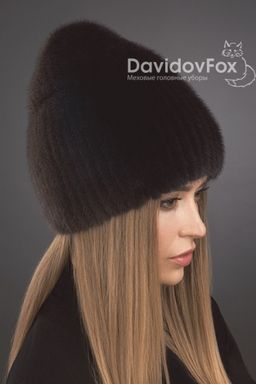 Шапка Бини норка кофе граде