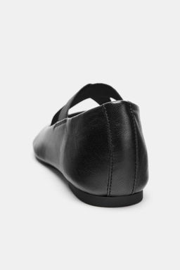 LEATHER BALLET FLATS WITH CROSSED ELASTIC STRAPS - Zara фото 10