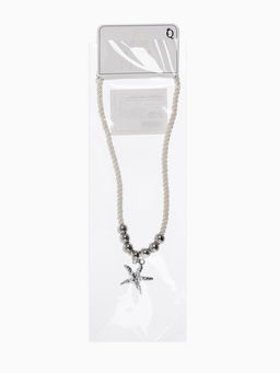 Кулон на жгуте текстильном "Морская звезда", цвет бело-серебристый