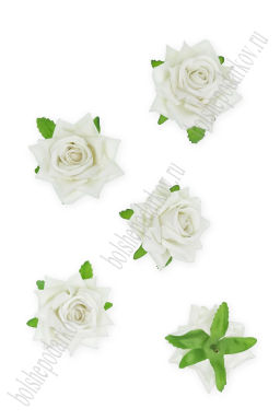 Головки цветов "Роза" 6 см (5 шт) SF-7874, белый