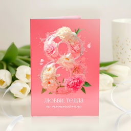 Открытка 4 шоколадки "8 (любви, тепла и нежности)"