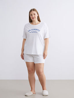 Kalp Bask?l? Kad?n ?ortlu Pijama Tak?m?