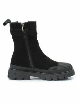 04-296-1M BLACK Ботинки зимние женские (натуральная замша, шерсть)