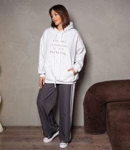 Худи #КТ706 (3), светло-серый меланж