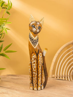 Сувенир «Кошка», 60×14×6 см, дерево, коричневый, МИКС
