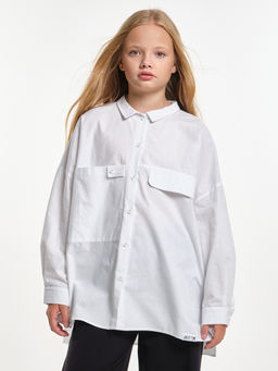 Рубашка для девочки подросткам школьная форма оверсайз UD 7953 белый - Mini maxi фото 19