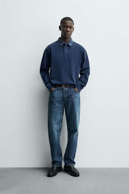 CONTRAST COLLAR POLO SWEATSHIRT