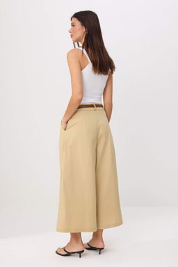 Bej Kemerli Papaertouch K?sa Etek Gorunumlu Pantolon TWOSS26PL00217 - Trendyolmilla фото 4