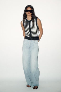 STRIPED KNIT WAISTCOAT TOP