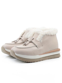 04-5520-6 BEIGE Ботинки зимние женские (натуральная кожа, 100% шерсть)