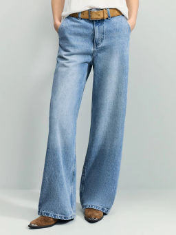 Джинсы широкие с ремнём с высокой посадкой ZR2604092318-102 / Zarina