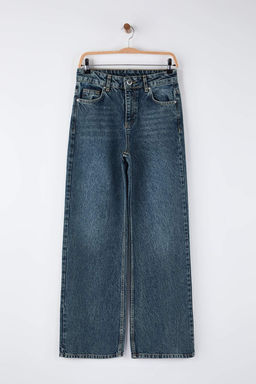 Koyu Mavi Yuksek Bel Wide Leg Palazzo Jeans TWOAW26JE00251