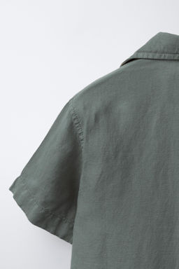 CAMISA BOWLING FLUIDA CON LINO / Marino - Zara фото 4