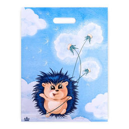 Цена за 50 шт. Пакет «Ежик с одуванчиком», полиэтиленовый с вырубной ручкой, 30×40 см, 60 мкм