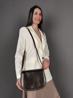 Сумка женская Sefaro Exotic из телячьей кожи гладкая матовая коричневая средняя  фото 8