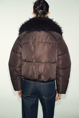 QUILTED BOMBER JACKET WITH FAUX FUR LAPEL - Zara фото 7