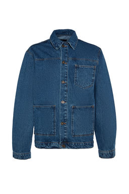 TRENDYOL MAN Orta Mavi %100 Pamuk Regular Fit Denim Kot Ceket TMNAW24CE00004 - Trendyolmilla фото 16