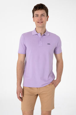 Erkek Regular Fit Polo Yaka Lila Basic Ti__rt Sepette S_rpriz _ndirim