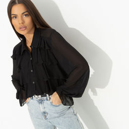 Блуза с объемным декором Гипнотический стиль (черная) - Charutti фото 6