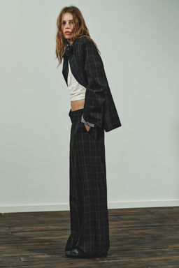 HIGH-WAIST CHECKED TROUSERS - Zara фото 4