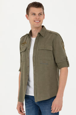 U. S. Polo Assn / Мужская рубашка цвета хаки с длинным рукавом - U.s. polo assn фото 17