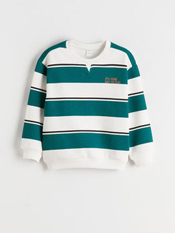 Bisiklet Yaka ?izgili Erkek ?ocuk Sweatshirt