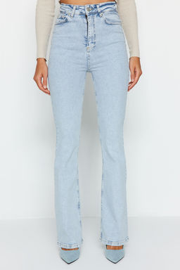 Ac?k Mavi Yuksek Bel Flare Jeans TWOAW24JE00083 - Trendyolmilla фото 10