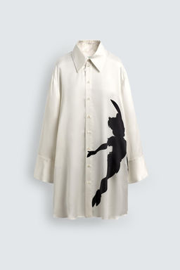 100% SILK PETER PAN PRINT SHIRT HARRY LAMBERT FOR ZARA X DISNEY  фото 3