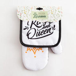 Кухонный набор 2 прихватки Доляна Queen, прихватка 17х17 см, рукав. 26х16 см  фото 4