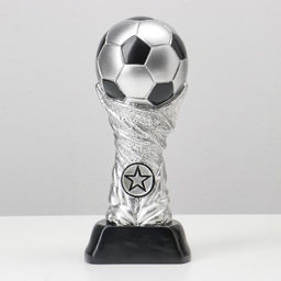 Кубок наградной с фигуркой «Футбол: кубок», серебряный, 17×7×7 см