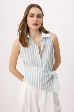 Yesil-Cok Renkli Cizgili Kolsuz Baglamal? Gomlek TWOSS26GO00124