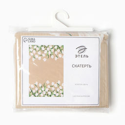 Скатерть Этель. Белые тюльпаны, 149?110 см, 100% хлопок, саржа 190 г/м?