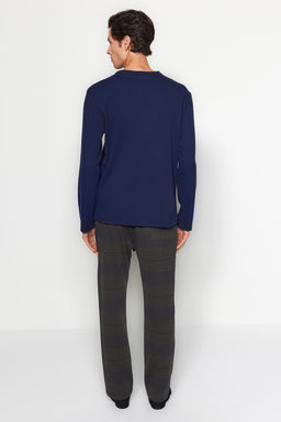 TRENDYOL MAN Lacivert - Haki Regular Fit Ekose Orme Pijama Tak?m? TMNAW24PT00014 - Trendyolmilla фото 3