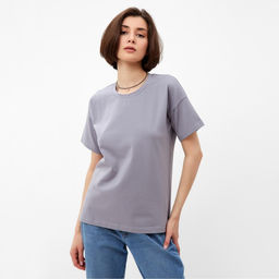 Футболка женская MINAKU: Basic line, серая, размер 42