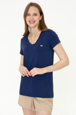 Женская темно-синяя футболка с V-образным вырезом Basic - U.s. polo assn фото 13