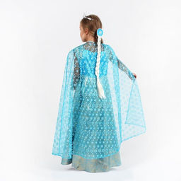 Карнавальный костюм Элла, платье, плащ, диадема, жезл, коса, р. 32, рост 122-128 см - Страна карнавалия фото 4