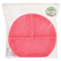 Тарелка детская 3 секции на присоске Крошка Я, из силикона, 20.5×19×3, розовый