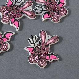 Цена за 4 шт. Декор для творчества акрил двусторонний Зайка-дьяволёнок, 4.340.2 см