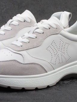 03-YC527-2 WHITE/GRAY Кроссовки женские (натуральная кожа)