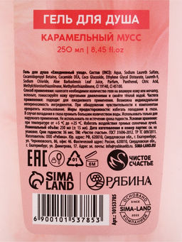 Гель для душа Моменты нежности, 250 мл, аромат карамельного мусса, Чистое счастье  фото 6