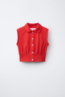 POLO CROPPED RAYAS / Rojo